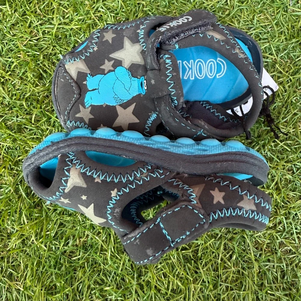 Vtg Y2K Cookie Monster‎ Sesame Street Sandals Infant Size 1 Kidcore Deadstock